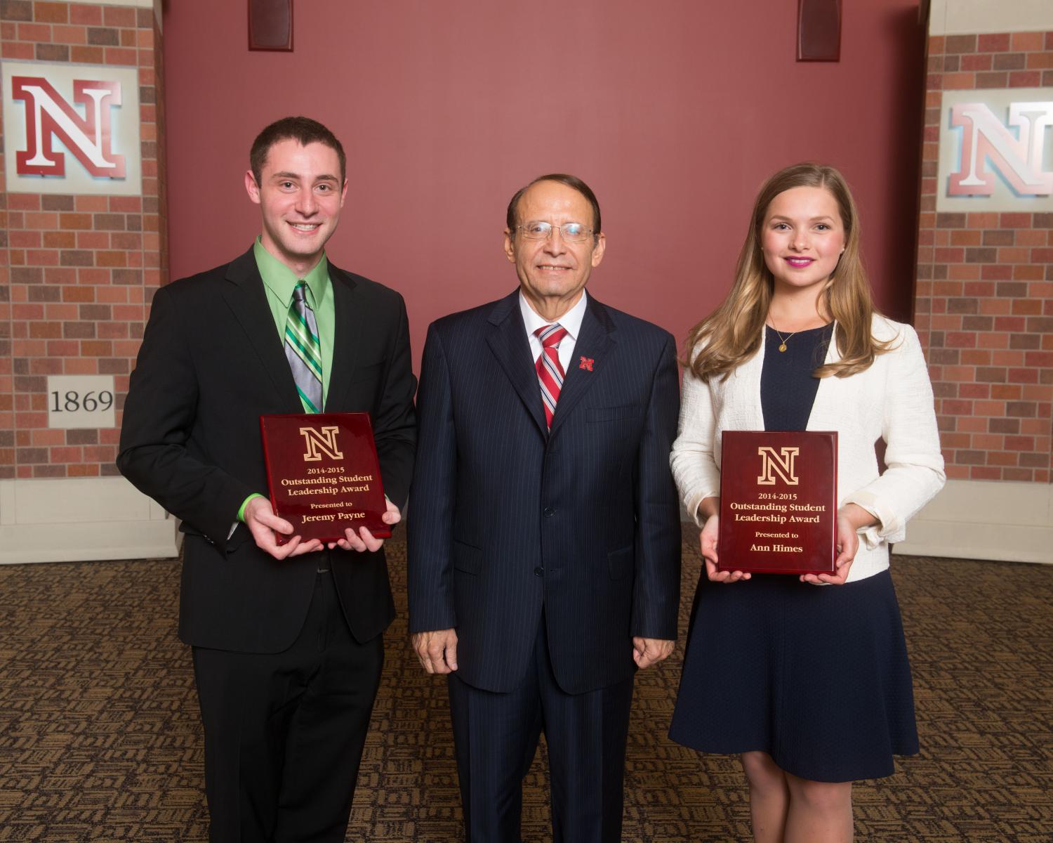 Jeremy Payne and Annie Himes receive Outstanding Student Leadership Awards