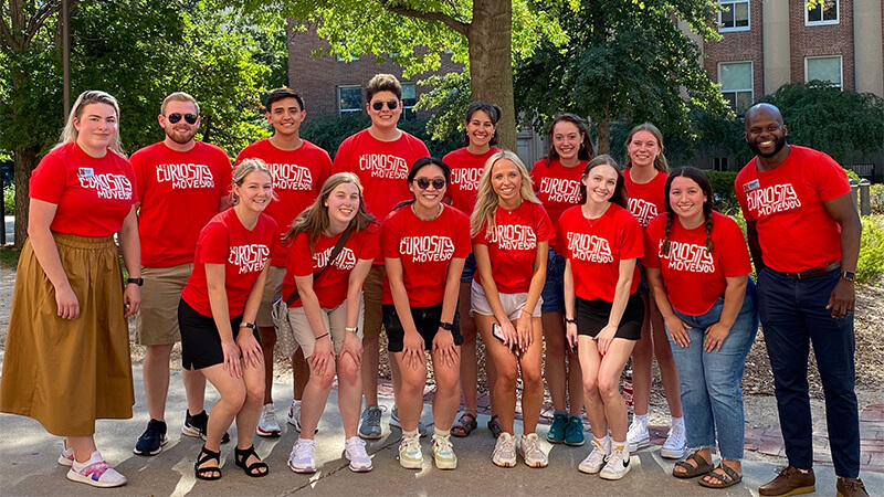 Student group wearing same shirts on service day